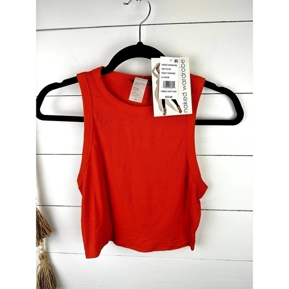 NWT Naked Wardrobe Deep Orange Ribbed crop top XL - Picture 1 of 5